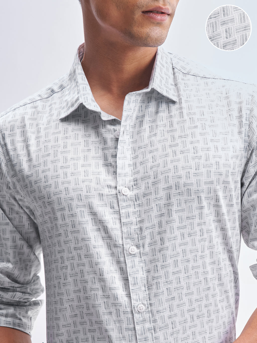 Highlander Men Grey Printed Slim Fit Casual Shirt - Grey - Image 5