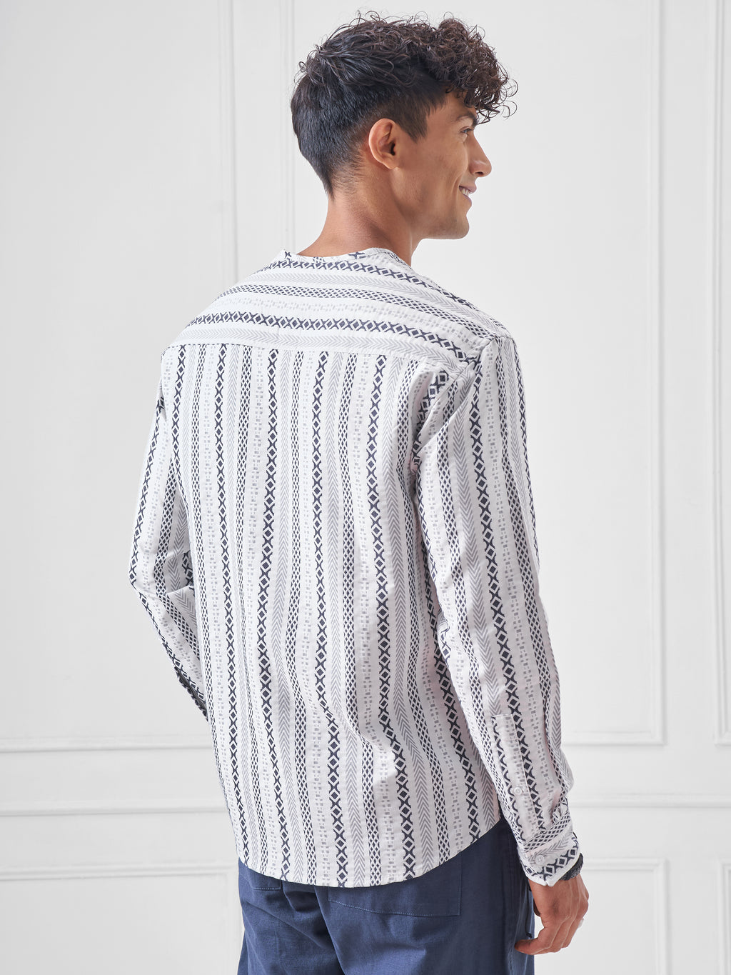 Highlander Men Cream Striped Relaxed Fit Casual Shirt - Cream - Image 3