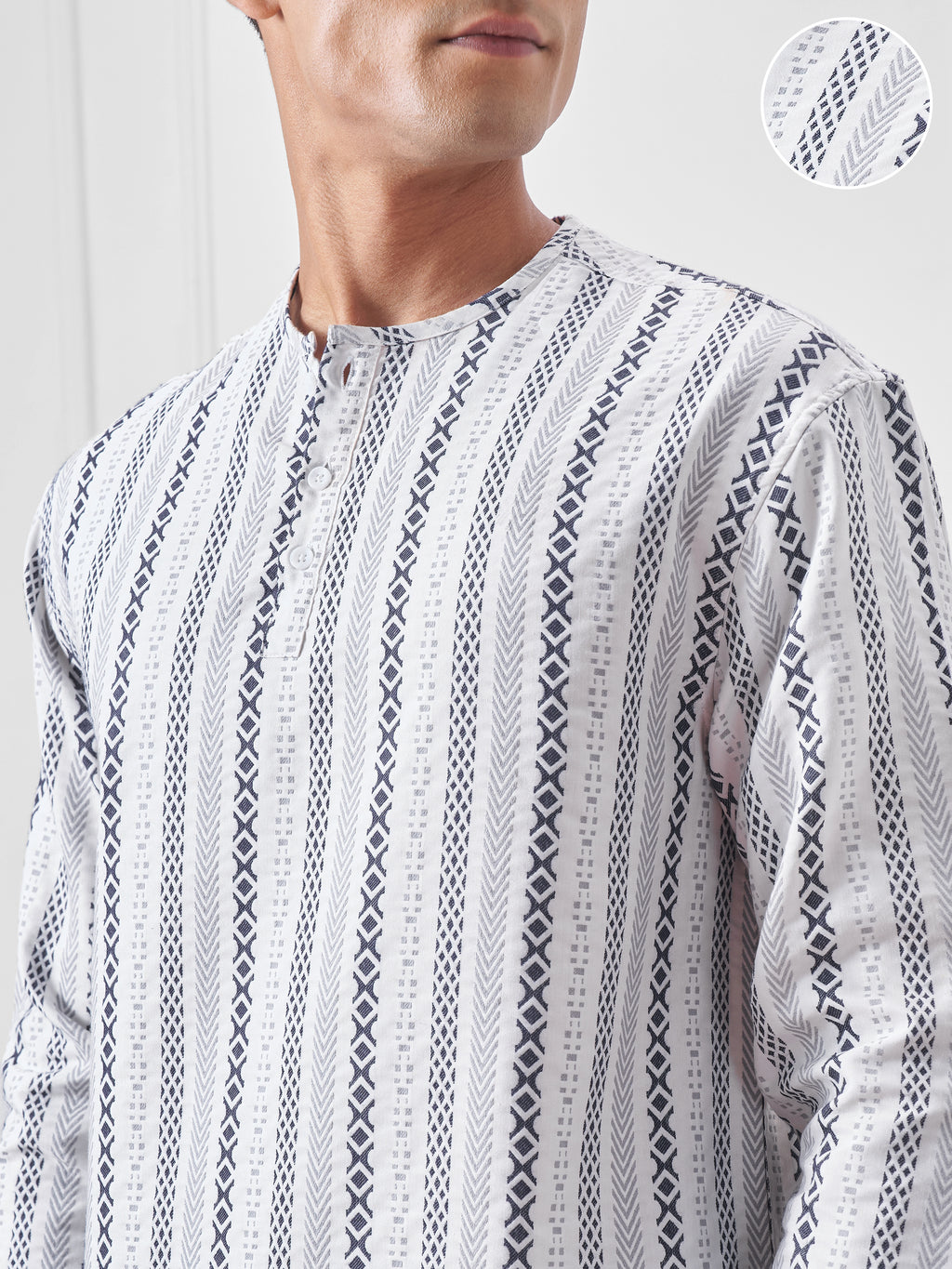 Highlander Men Cream Striped Relaxed Fit Casual Shirt - Cream - Image 5