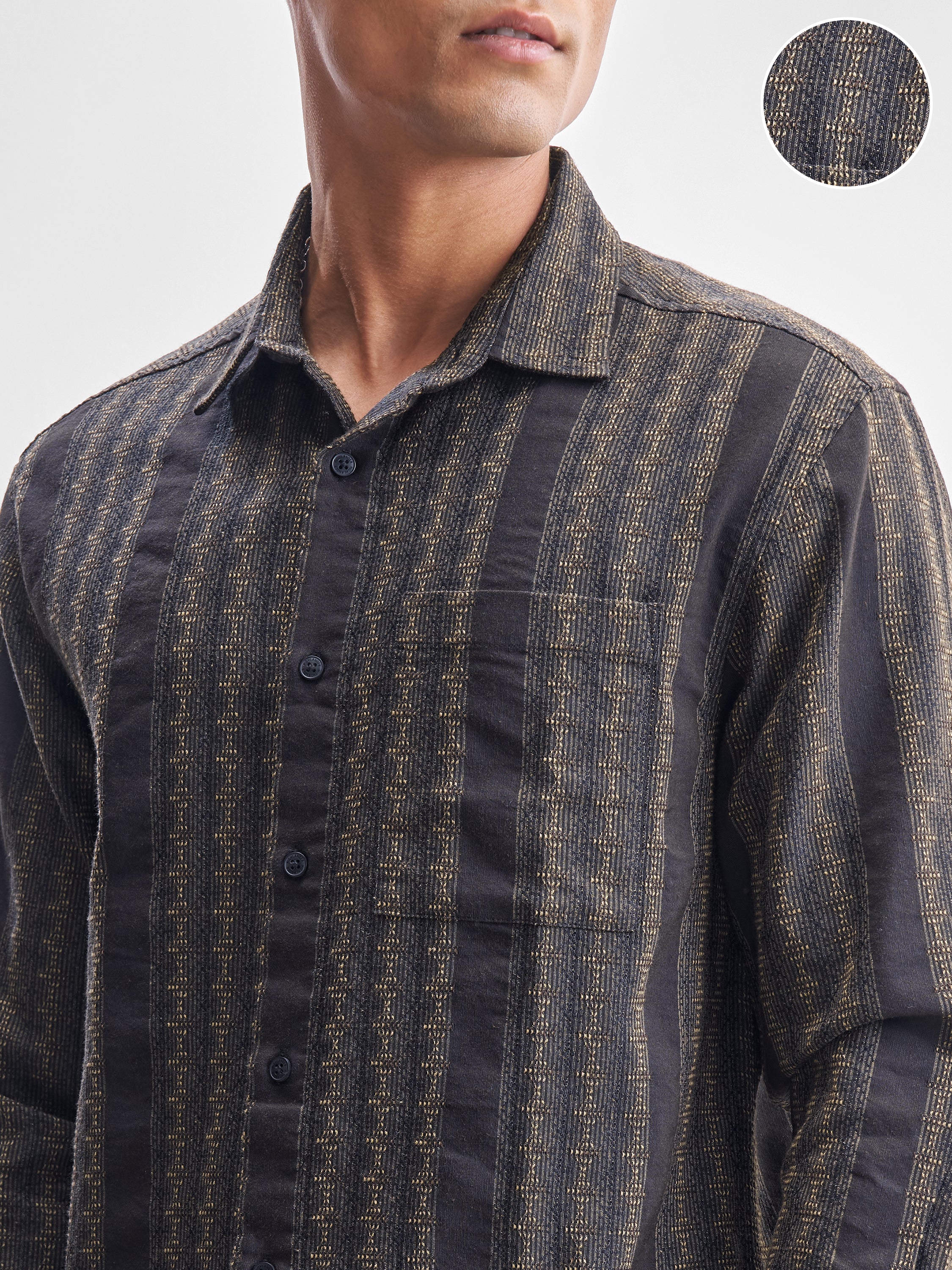 Highlander Men Brown Self Design Relaxed Fit Casual Shirt - Brown - Image 5