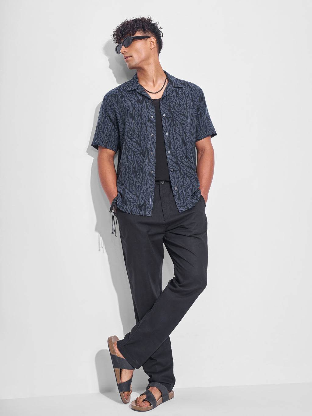 Highlander Men Navy Blue Printed Relaxed Fit Casual Shirt - Navy Blue - Image 2
