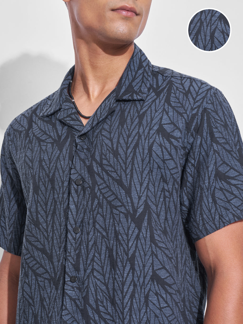 Highlander Men Navy Blue Printed Relaxed Fit Casual Shirt - Navy Blue - Image 5