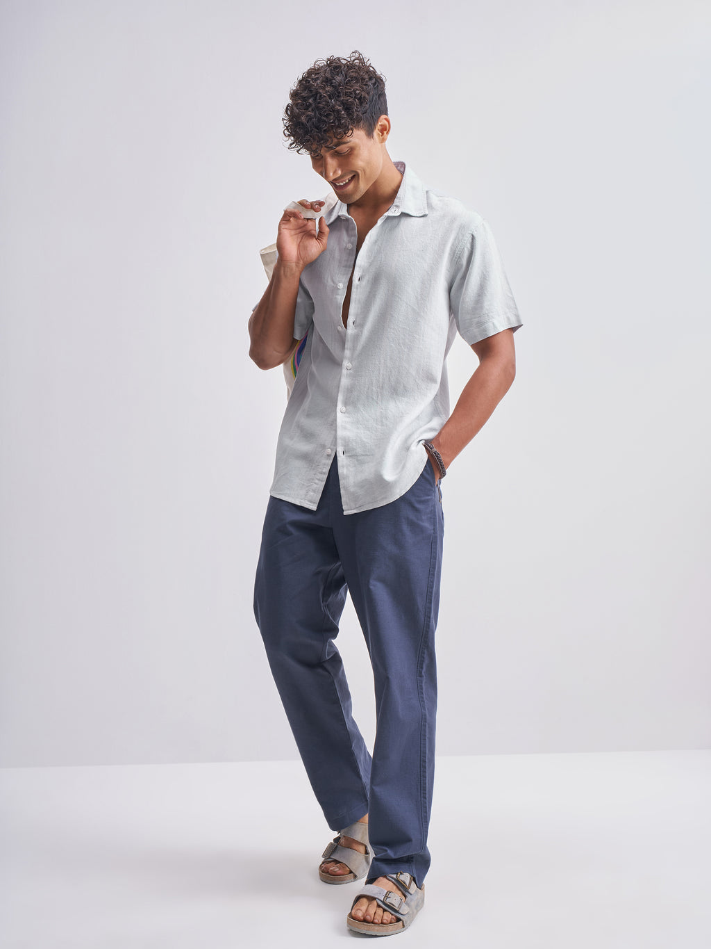 Highlander Men Grey Self Design Relaxed Fit Casual Shirt - Grey - Image 2