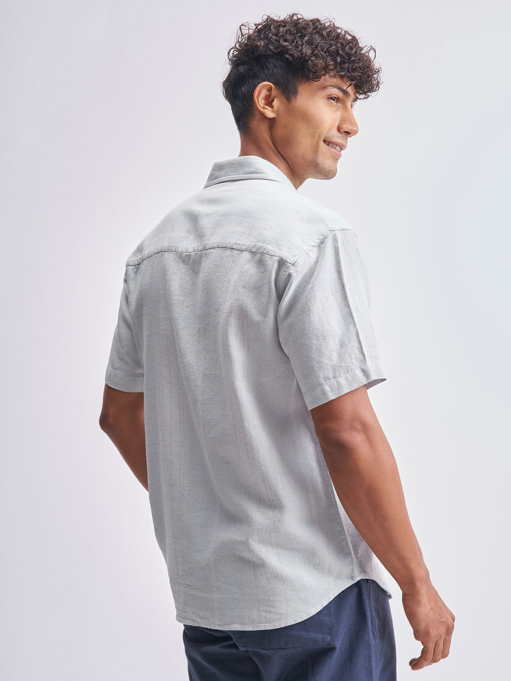 Highlander Men Grey Self Design Relaxed Fit Casual Shirt - Grey - Image 3