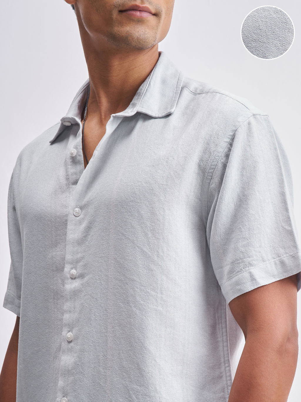 Highlander Men Grey Self Design Relaxed Fit Casual Shirt - Grey - Image 5