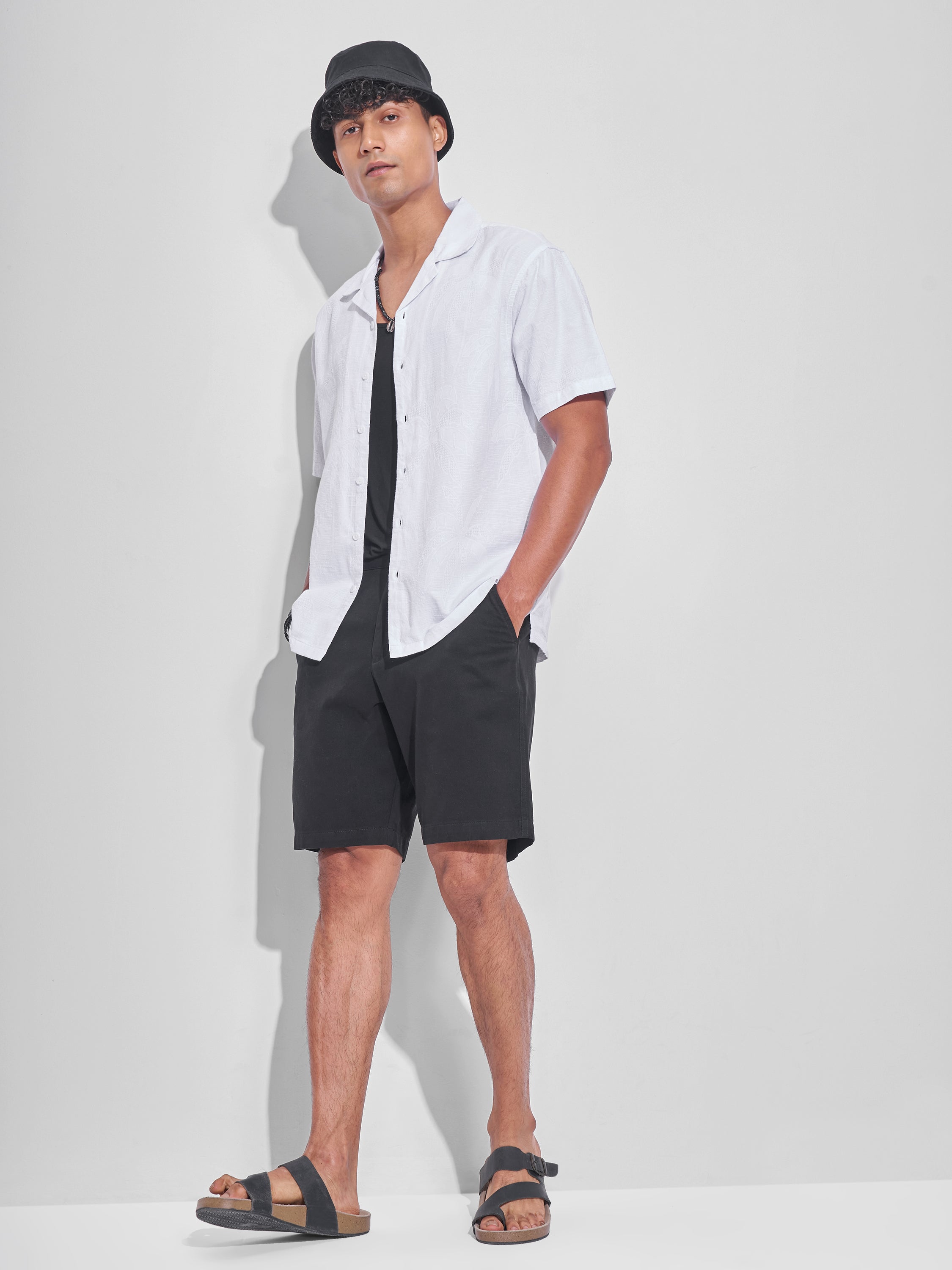Highlander Men White Self Design Relaxed Fit Casual Shirt - White - Image 2