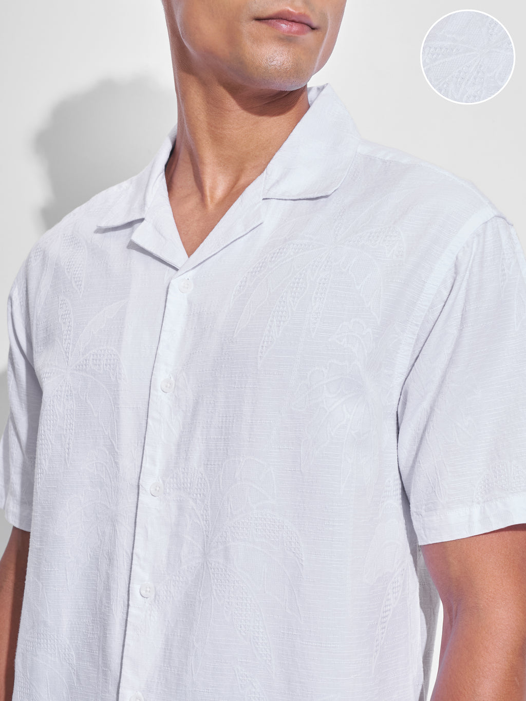 Highlander Men White Self Design Relaxed Fit Casual Shirt - White - Image 5