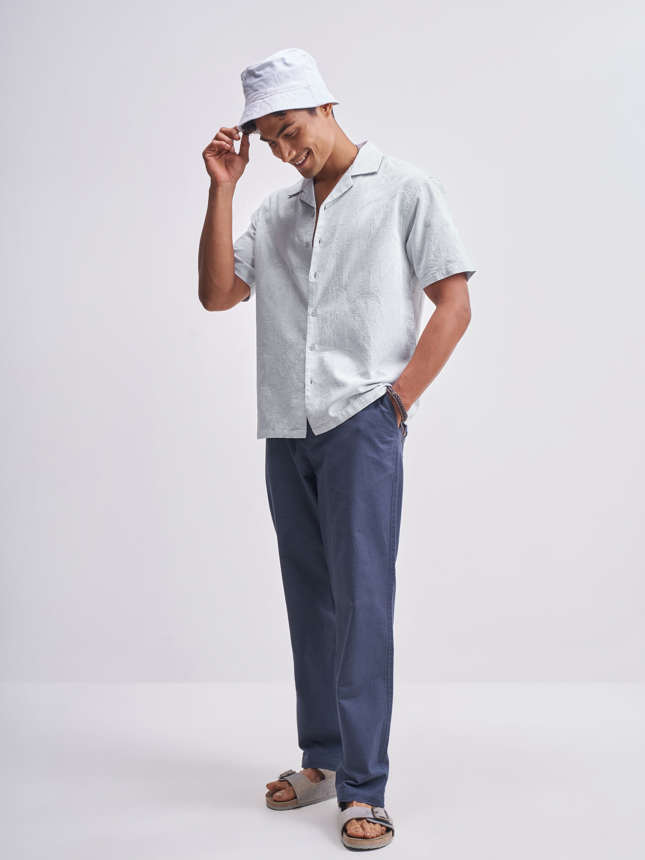 Highlander Men Grey Self Design Relaxed Fit Casual Shirt - Grey - Image 2
