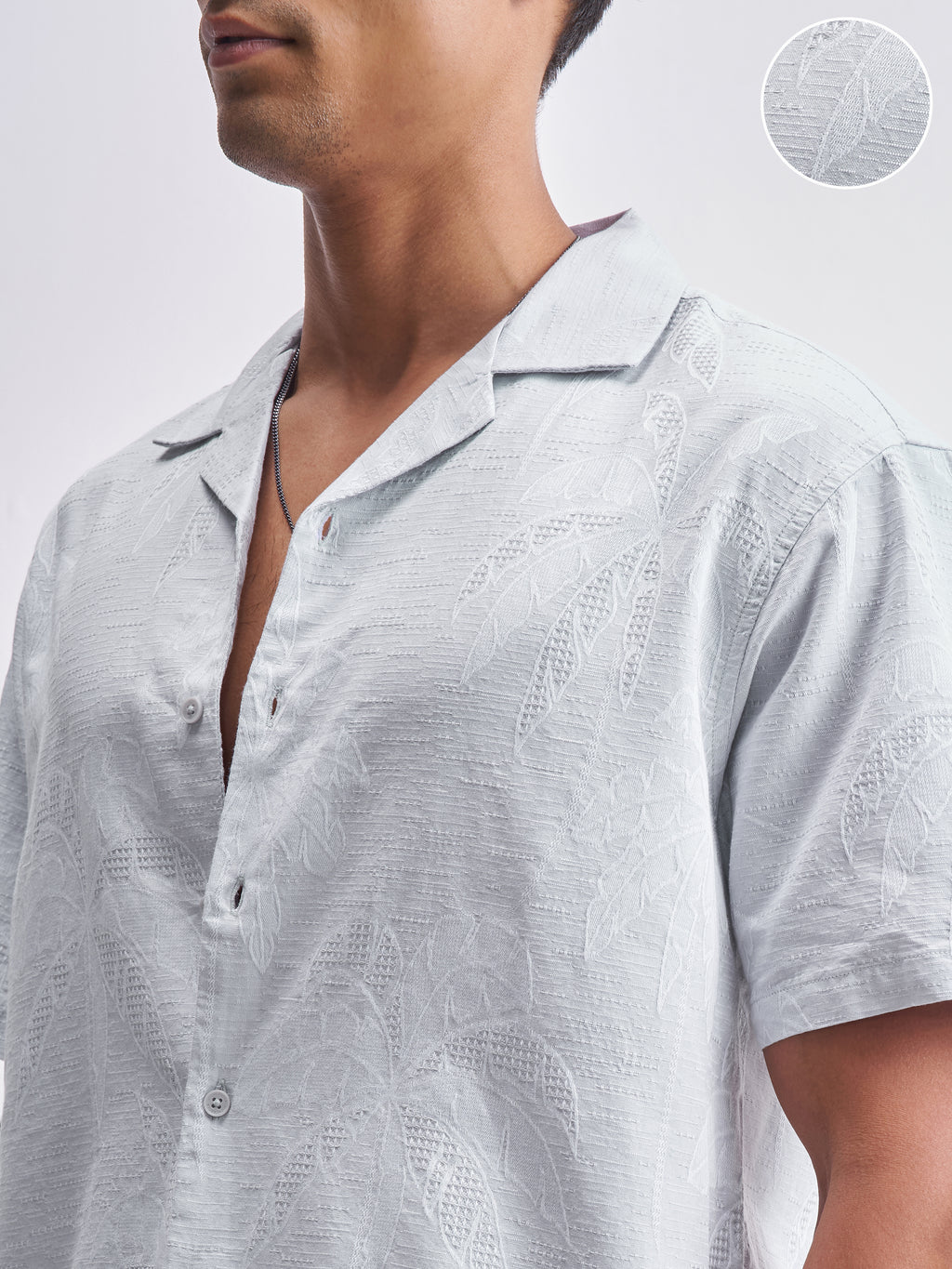Highlander Men Grey Self Design Relaxed Fit Casual Shirt - Grey - Image 5