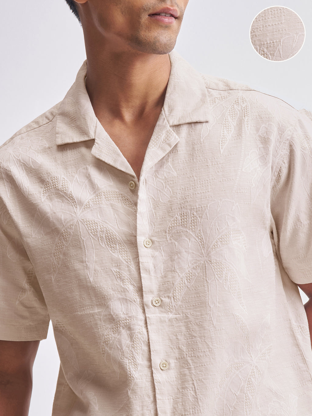 Highlander Men Beige Self Design Relaxed Fit Casual Shirt - Beige - Image 5