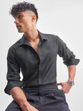 Highlander Men Grey Self Design Slim Fit Casual Shirt - Grey - Image 1