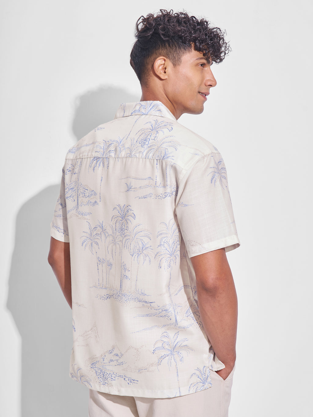Highlander Men Cream Printed Relaxed Fit Casual Shirt - Cream - Image 3