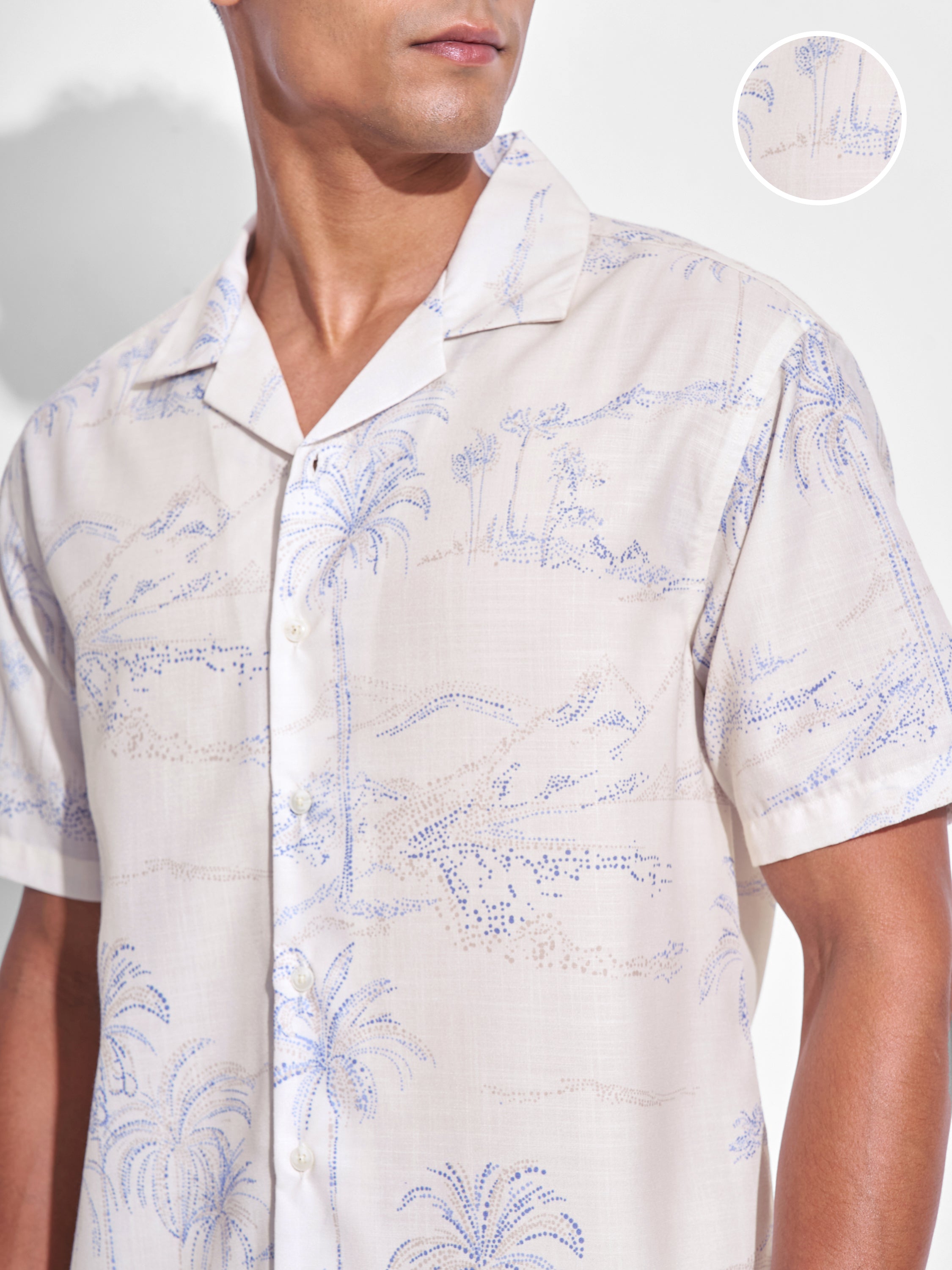 Highlander Men Cream Printed Relaxed Fit Casual Shirt - Cream - Image 5