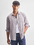 Highlander Men Cream Checked Slim Fit Casual Shirt - Cream - Image 1