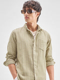 Highlander Men Yellow Checked Regular Fit Casual Shirt - Yellow - Image 1