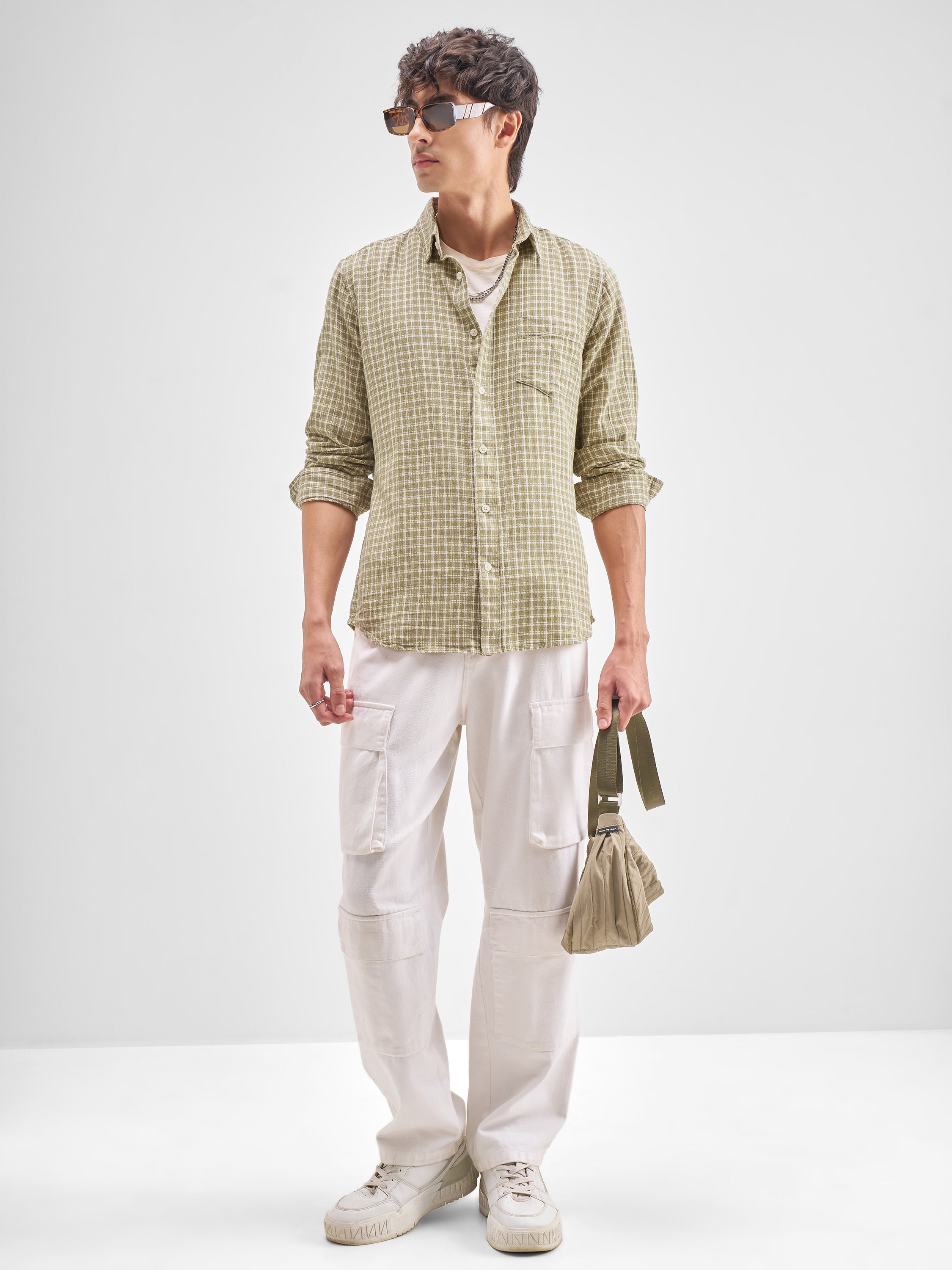 Highlander Men Yellow Checked Regular Fit Casual Shirt - Yellow - Image 2