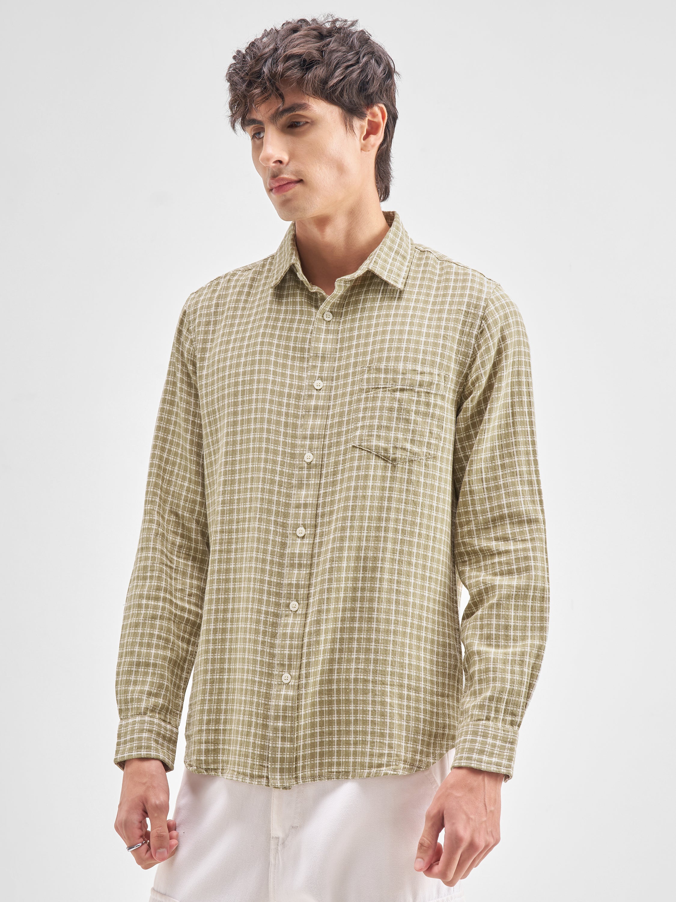 Highlander Men Yellow Checked Regular Fit Casual Shirt - Yellow - Image 4