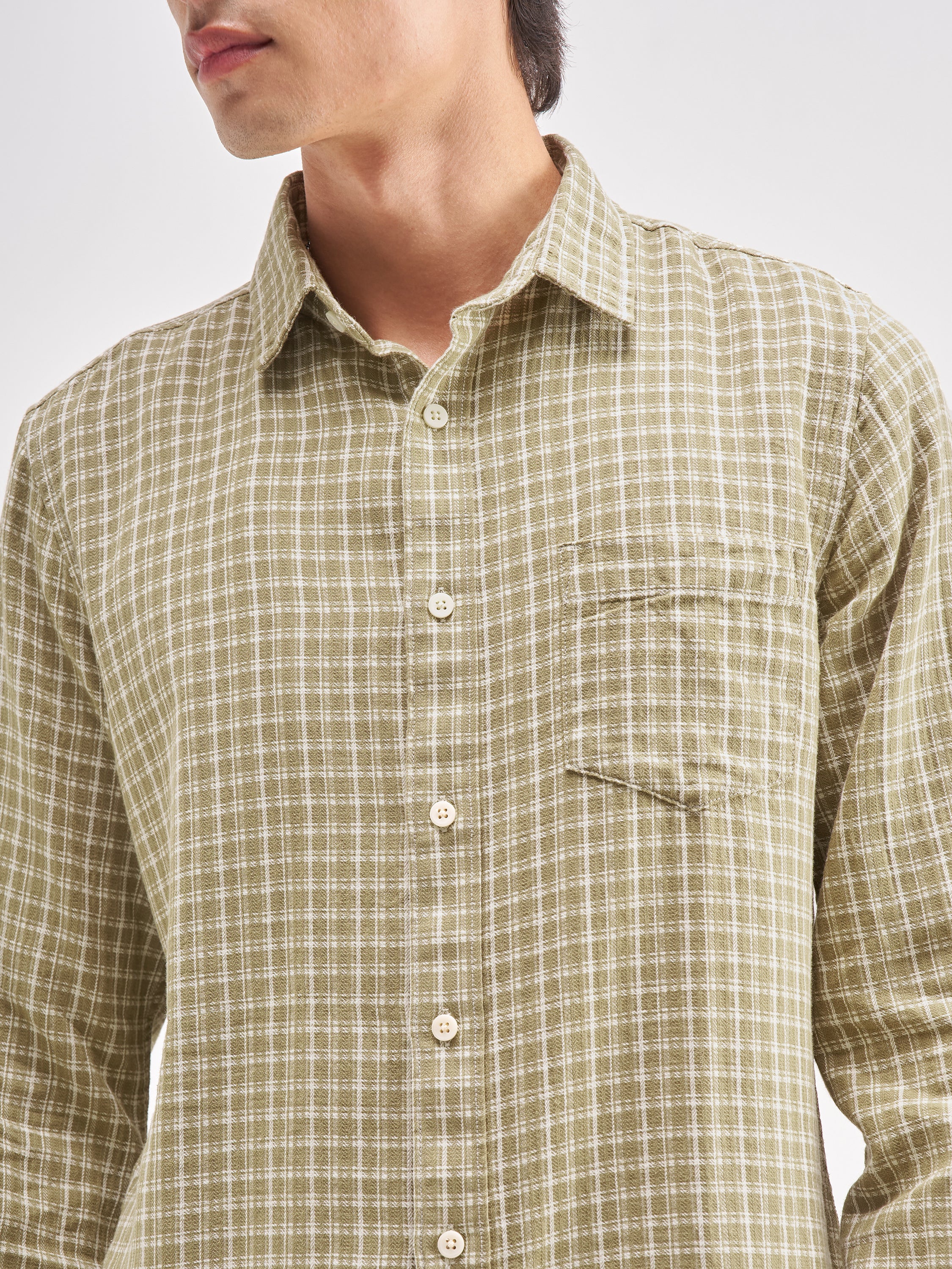 Highlander Men Yellow Checked Regular Fit Casual Shirt - Yellow - Image 5