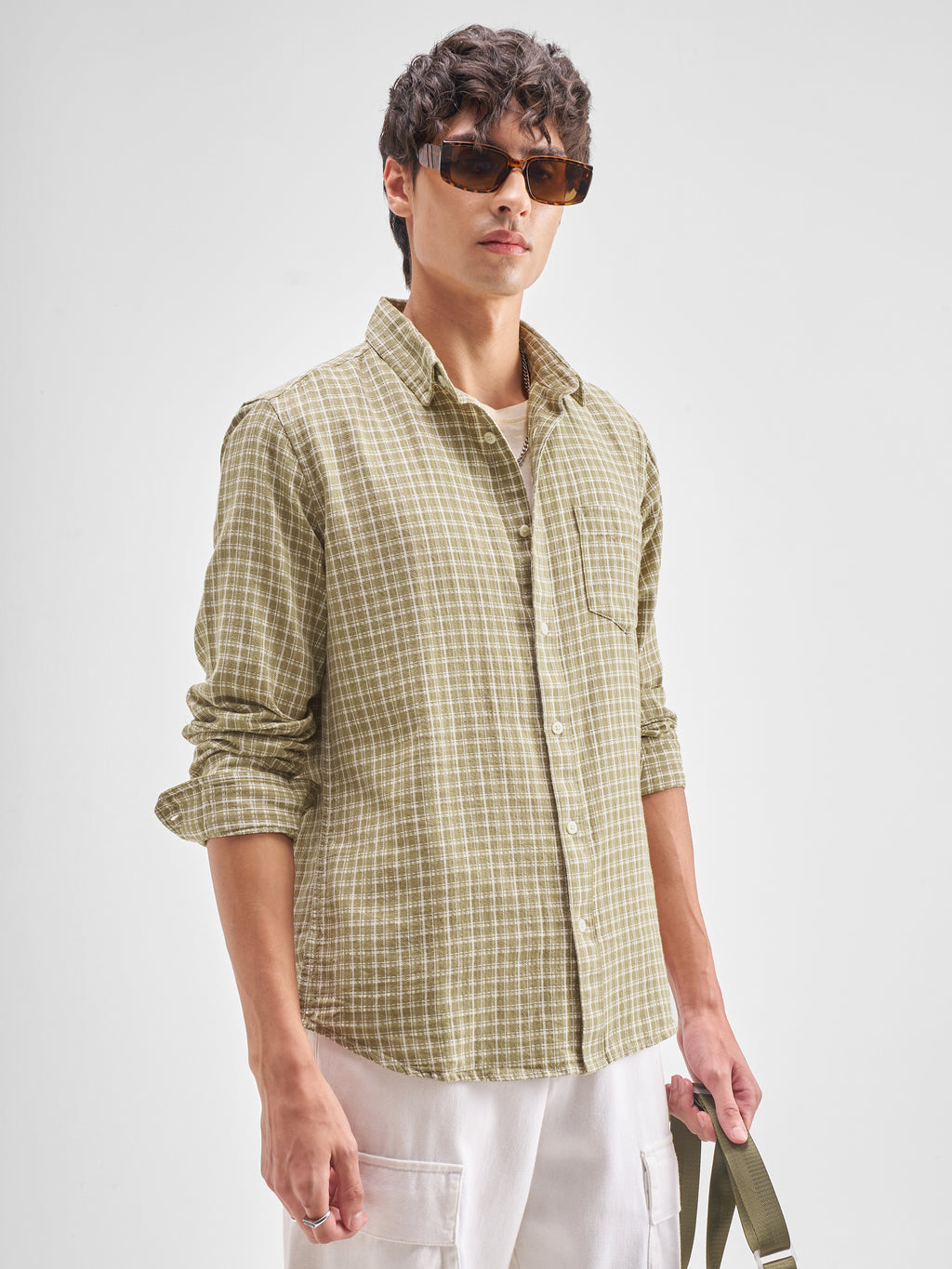 Highlander Men Yellow Checked Regular Fit Casual Shirt - Yellow - Image 6