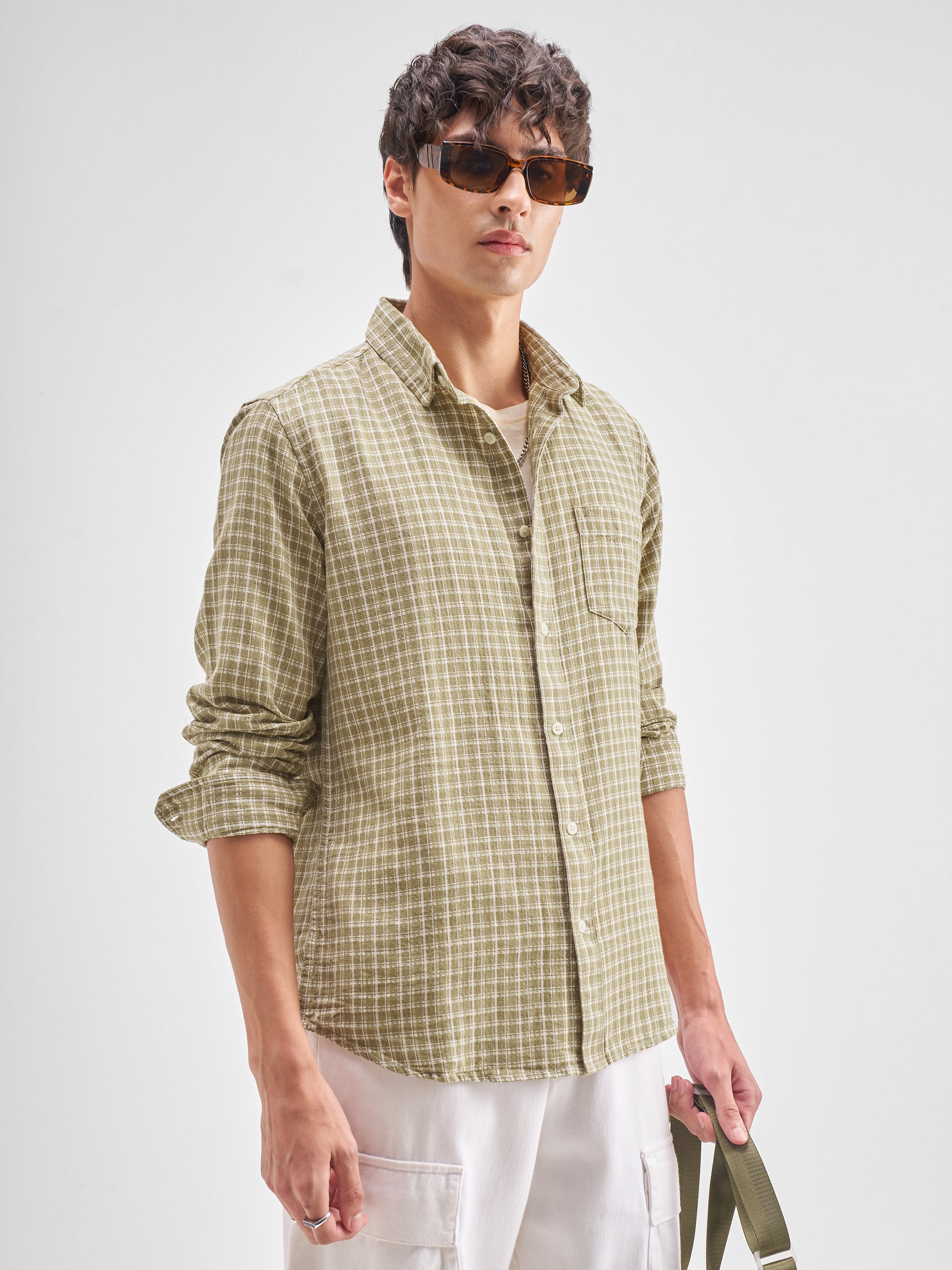 Highlander Men Yellow Checked Regular Fit Casual Shirt - Yellow - Image 6