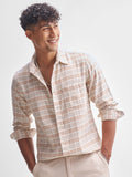 Highlander Men Beige Checked Slim Fit Casual Shirt - Beige - Image 1