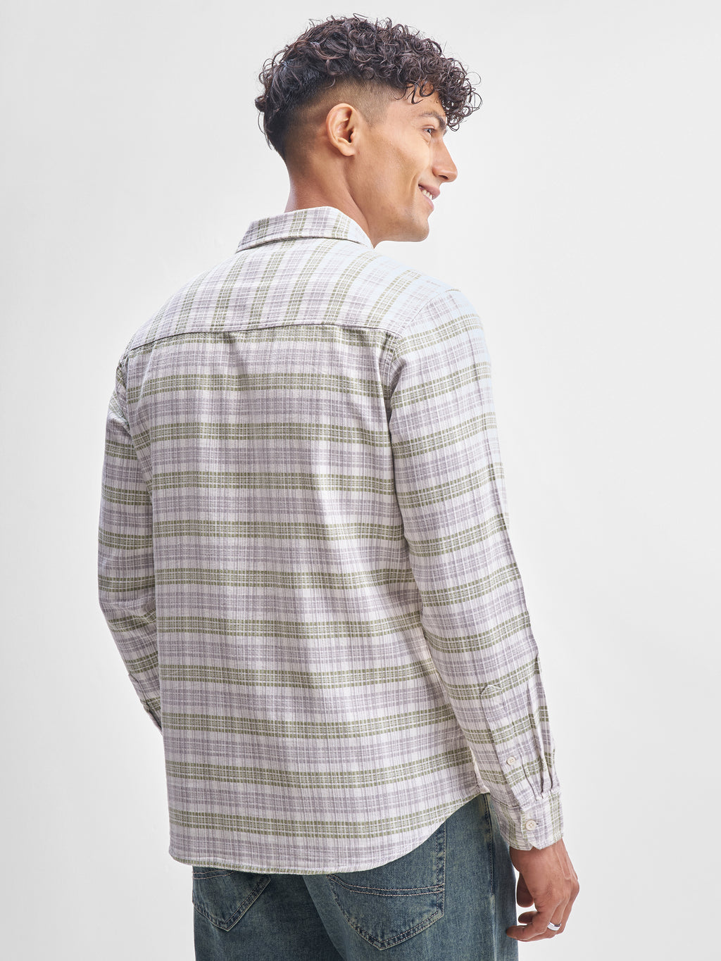 Highlander Men Green Checked Slim Fit Casual Shirt - Green - Image 3