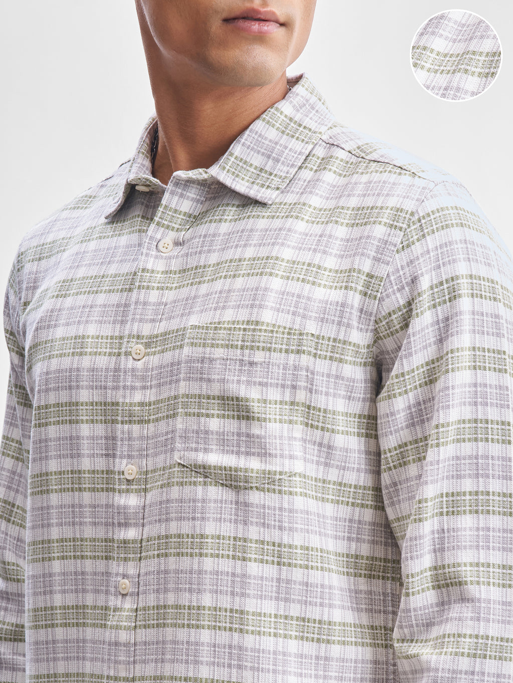 Highlander Men Green Checked Slim Fit Casual Shirt - Green - Image 5