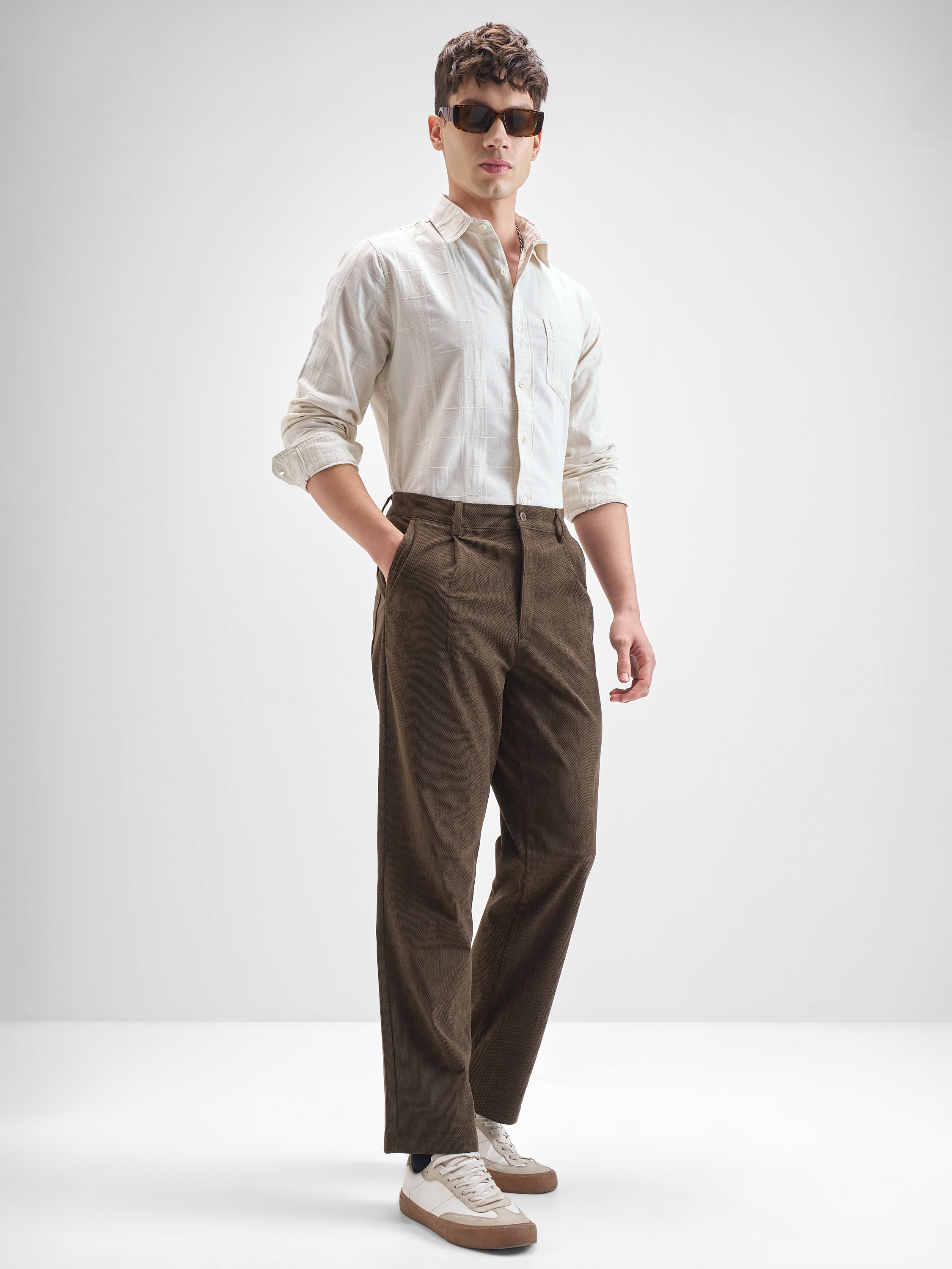 Highlander Men Off White Self Design Slim Fit Casual Shirt - Off White - Image 2