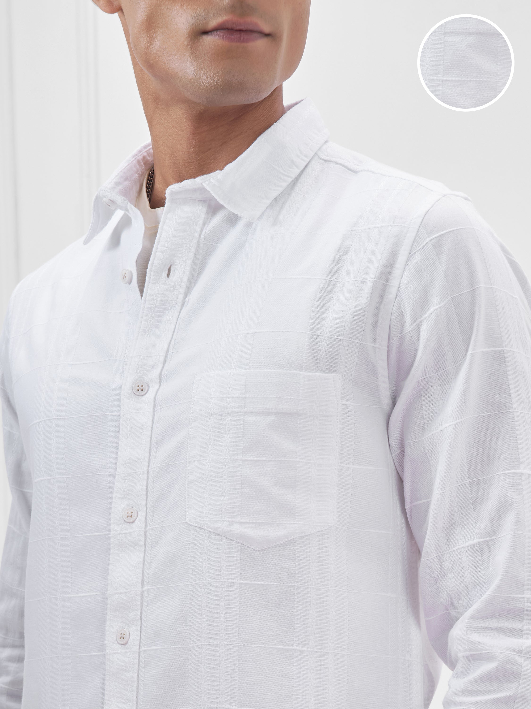 Highlander Men White Solid Slim Fit Casual Shirt - White - Image 5