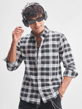 Highlander Men White Checked Slim Fit Casual Shirt - White - Image 1