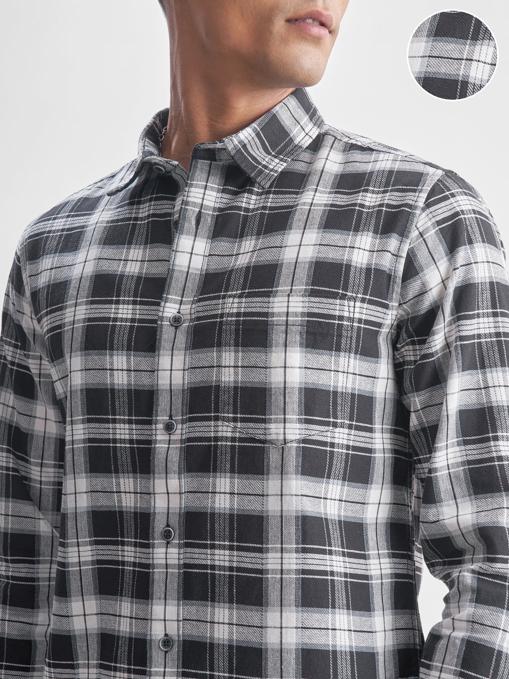 Highlander Men White Checked Slim Fit Casual Shirt - White - Image 5