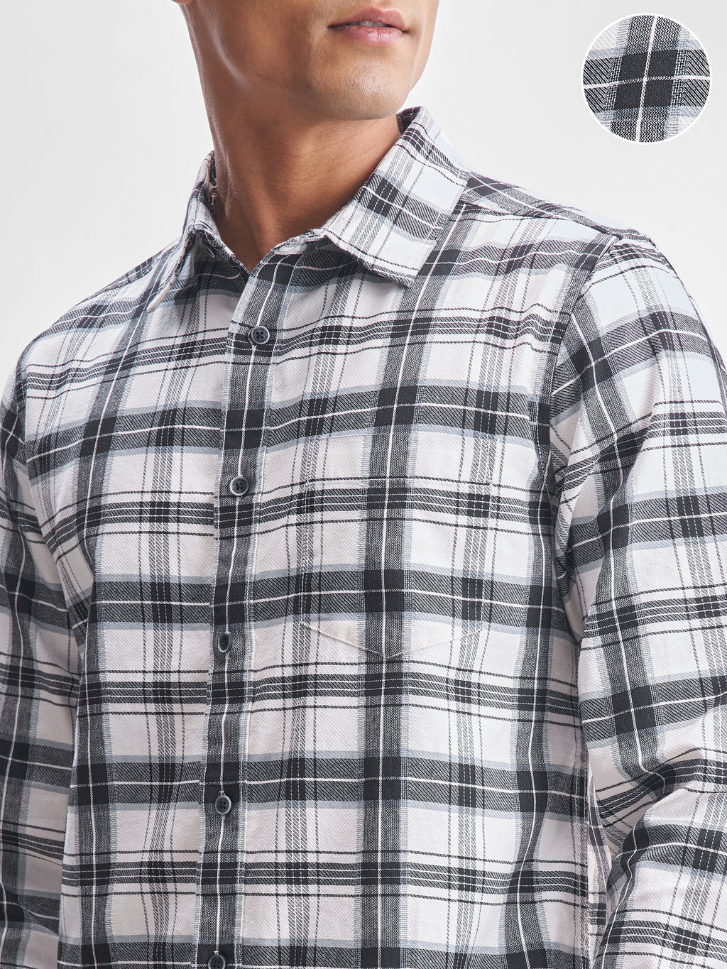 Highlander Men Black Checked Slim Fit Casual Shirt - Black - Image 5
