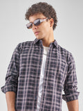 Highlander Men Black Checked Slim Fit Casual Shirt - Black - Image 1