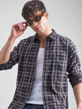 Highlander Men Pink Checked Slim Fit Casual Shirt - Pink - Image 1