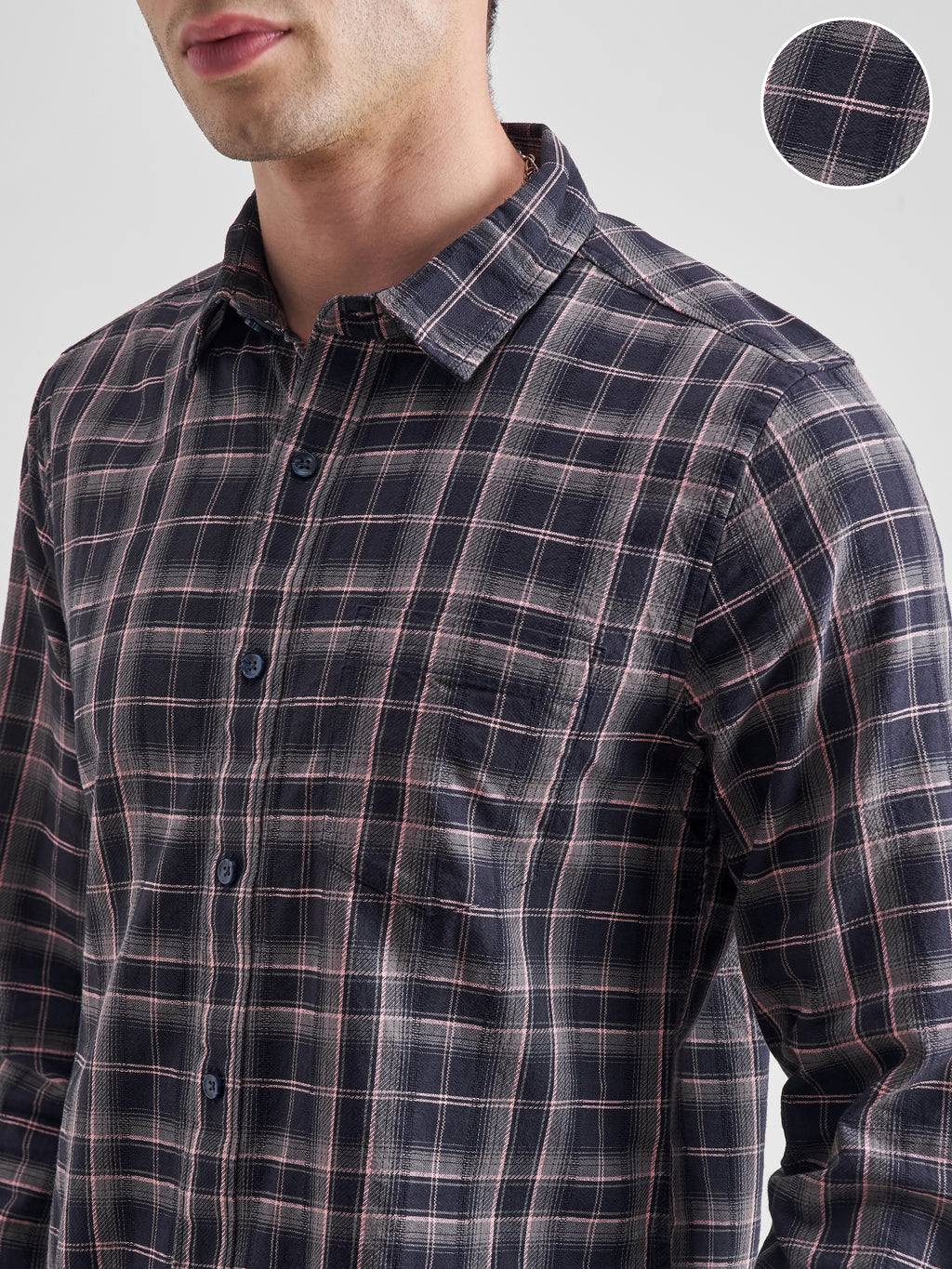 Highlander Men Pink Checked Slim Fit Casual Shirt - Pink - Image 5