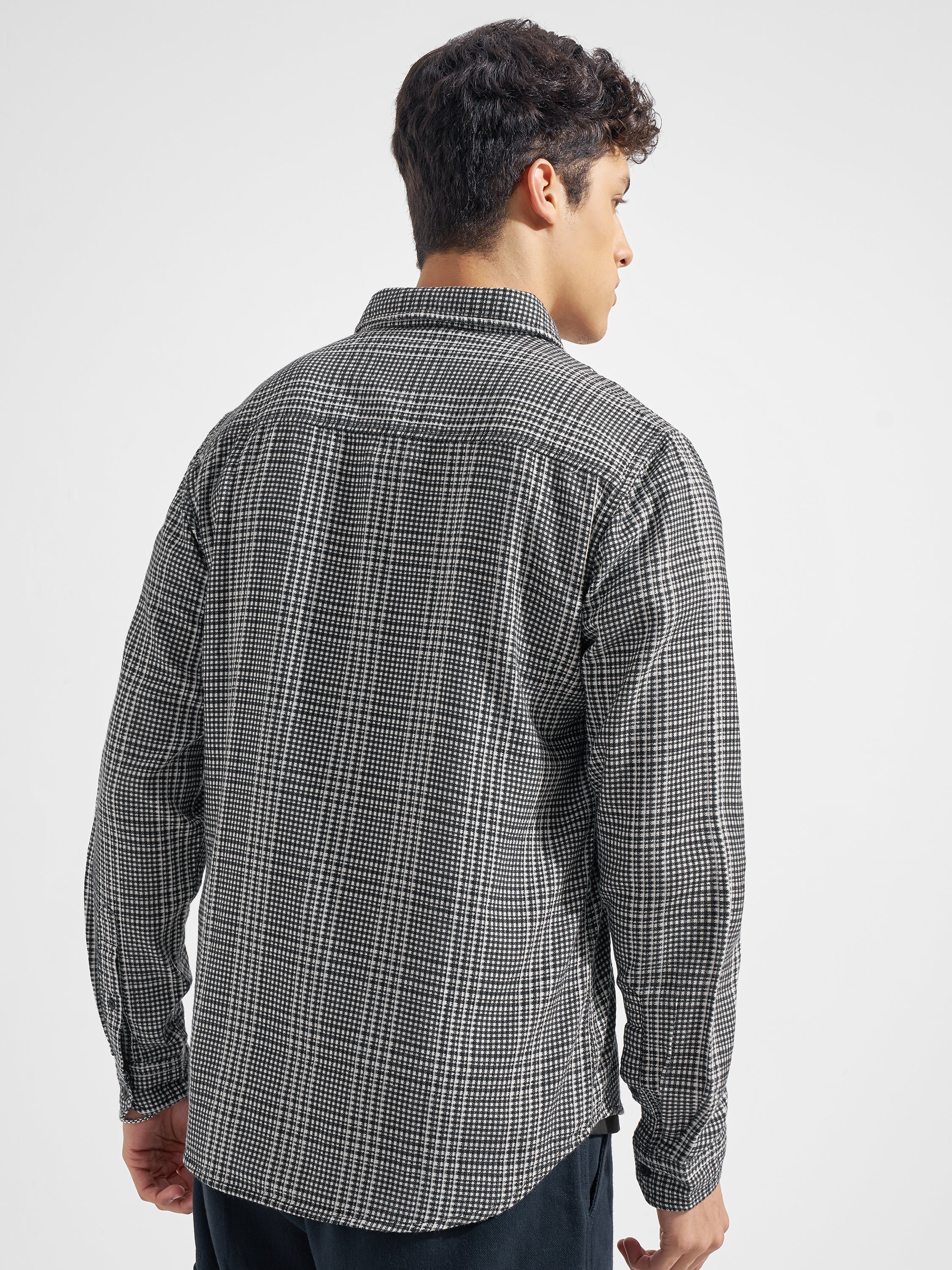 Highlander Men Black Checked Regular Fit Casual Shirt