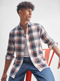 Highlander Men Blue Checked Slim Fit Casual Shirt - Blue - Image 1