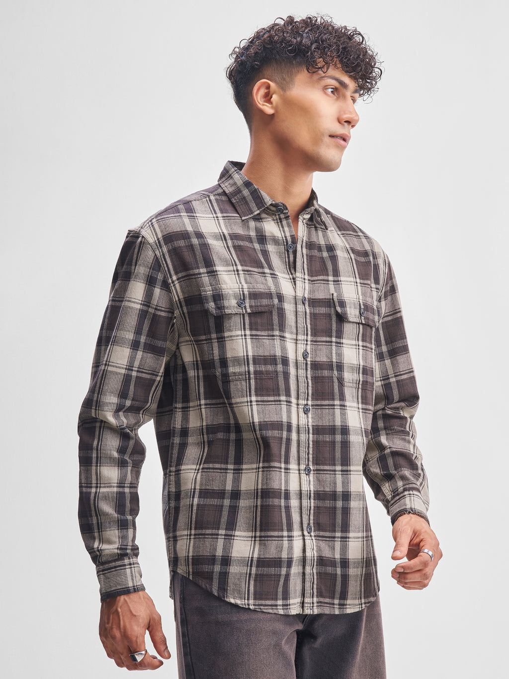 Highlander Men Brown Checked Relaxed Fit Casual Shirt - Brown - Image 6