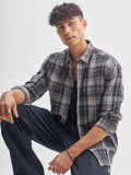 Highlander Men Charcoal Checked Relaxed Fit Casual Shirt - Charcoal - Image 1
