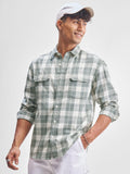 Highlander Men Green Checked Relaxed Fit Casual Shirt - Green - Image 1