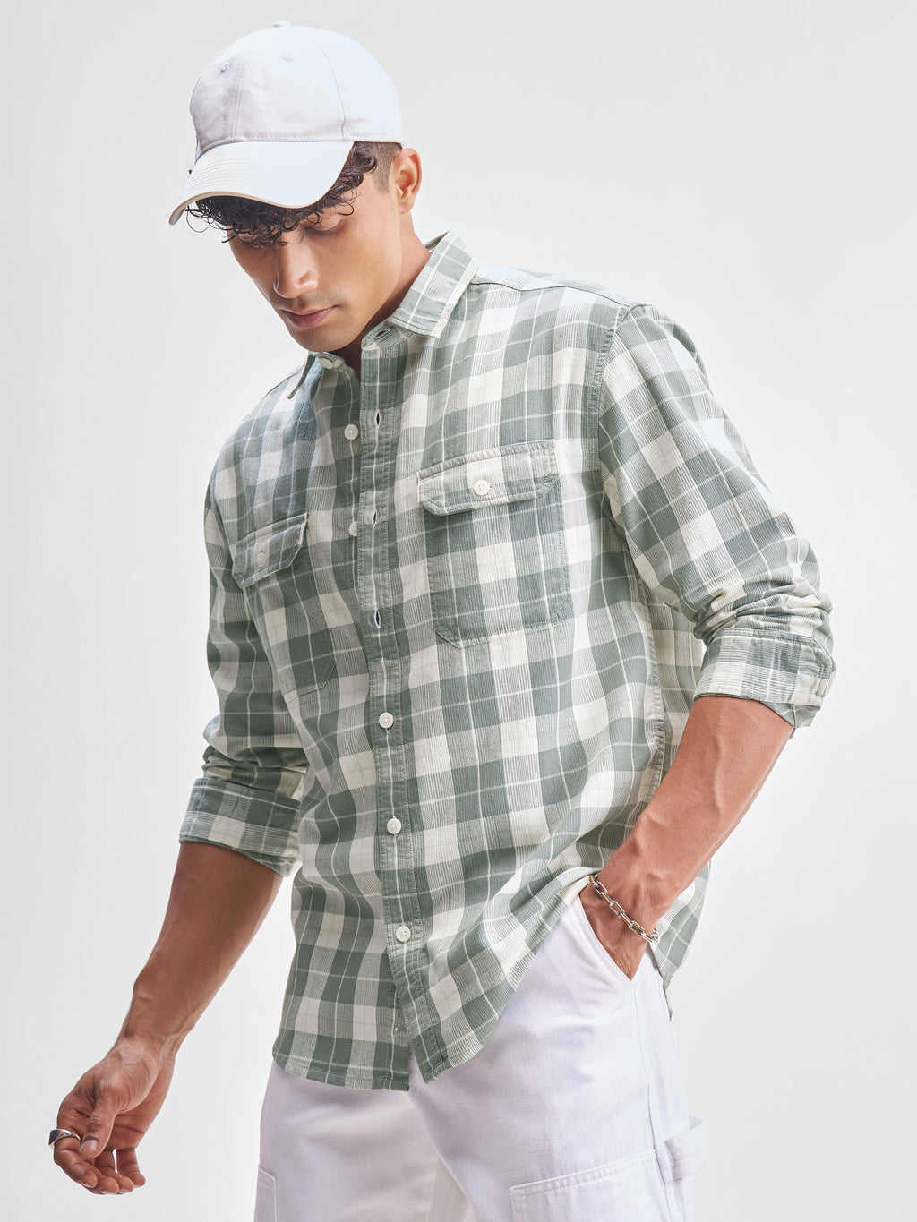 Highlander Men Green Checked Relaxed Fit Casual Shirt - Green - Image 4
