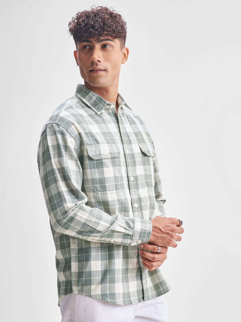 Highlander Men Green Checked Relaxed Fit Casual Shirt - Green - Image 6