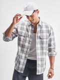 Highlander Men Grey Checked Relaxed Fit Casual Shirt - Grey - Image 1