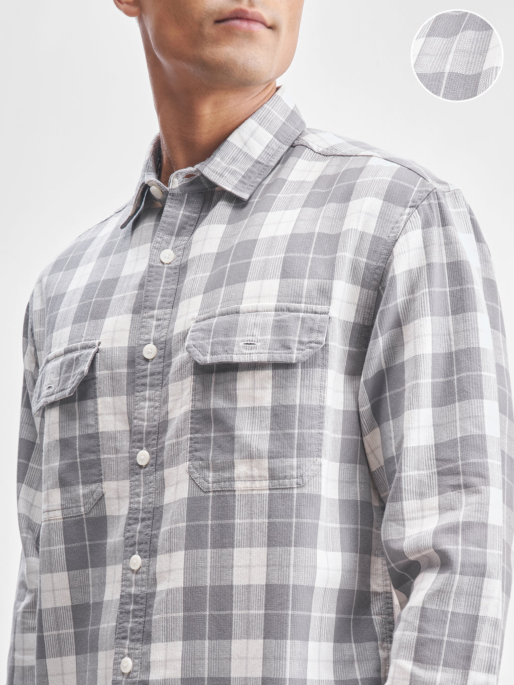 Highlander Men Grey Checked Relaxed Fit Casual Shirt - Grey - Image 5