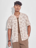 Highlander Men Cream Printed Relaxed Fit Casual Shirt - Cream - Image 1