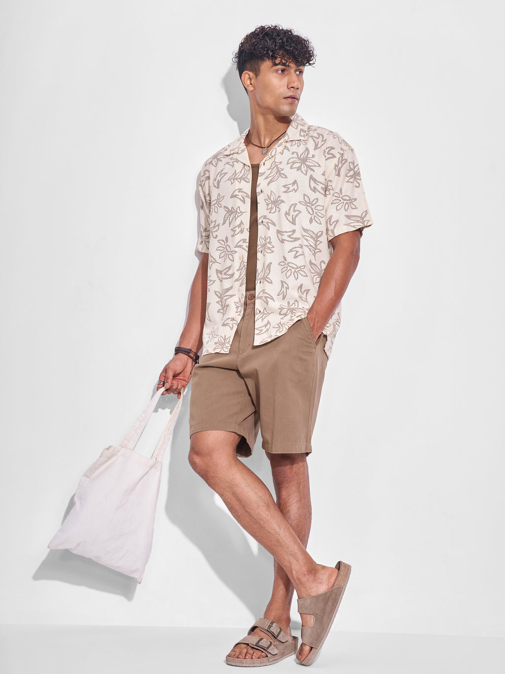 Highlander Men Cream Printed Relaxed Fit Casual Shirt - Cream - Image 2
