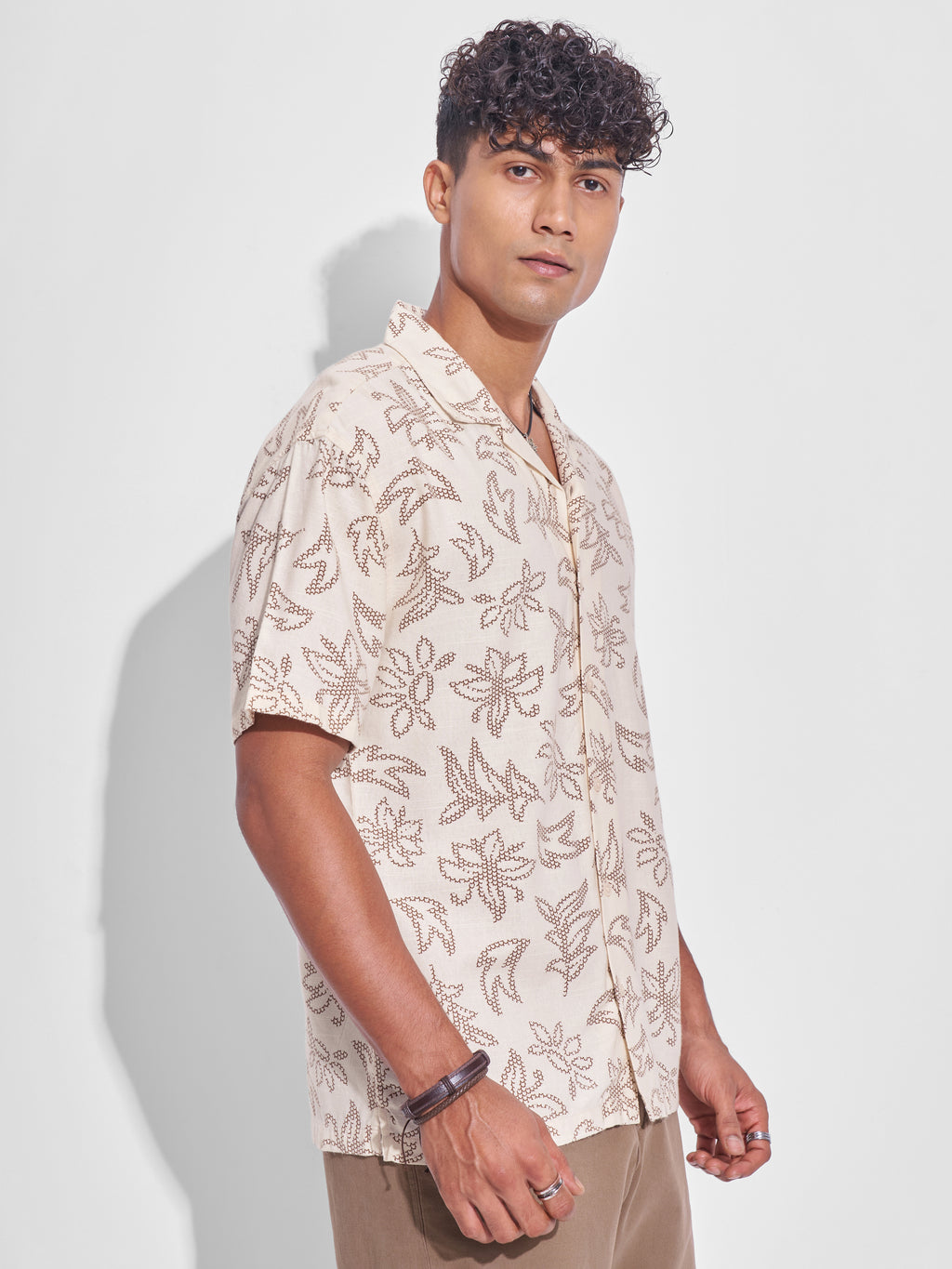 Highlander Men Cream Printed Relaxed Fit Casual Shirt - Cream - Image 6