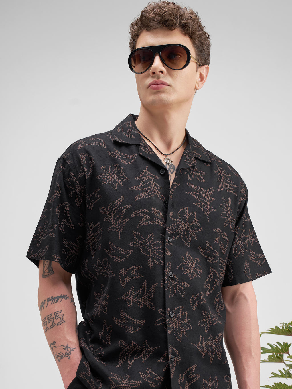 Highlander Men Black Printed Relaxed Fit Casual Shirt - Black - Image 1