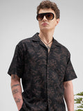 Highlander Men Black Printed Relaxed Fit Casual Shirt - Black - Image 1