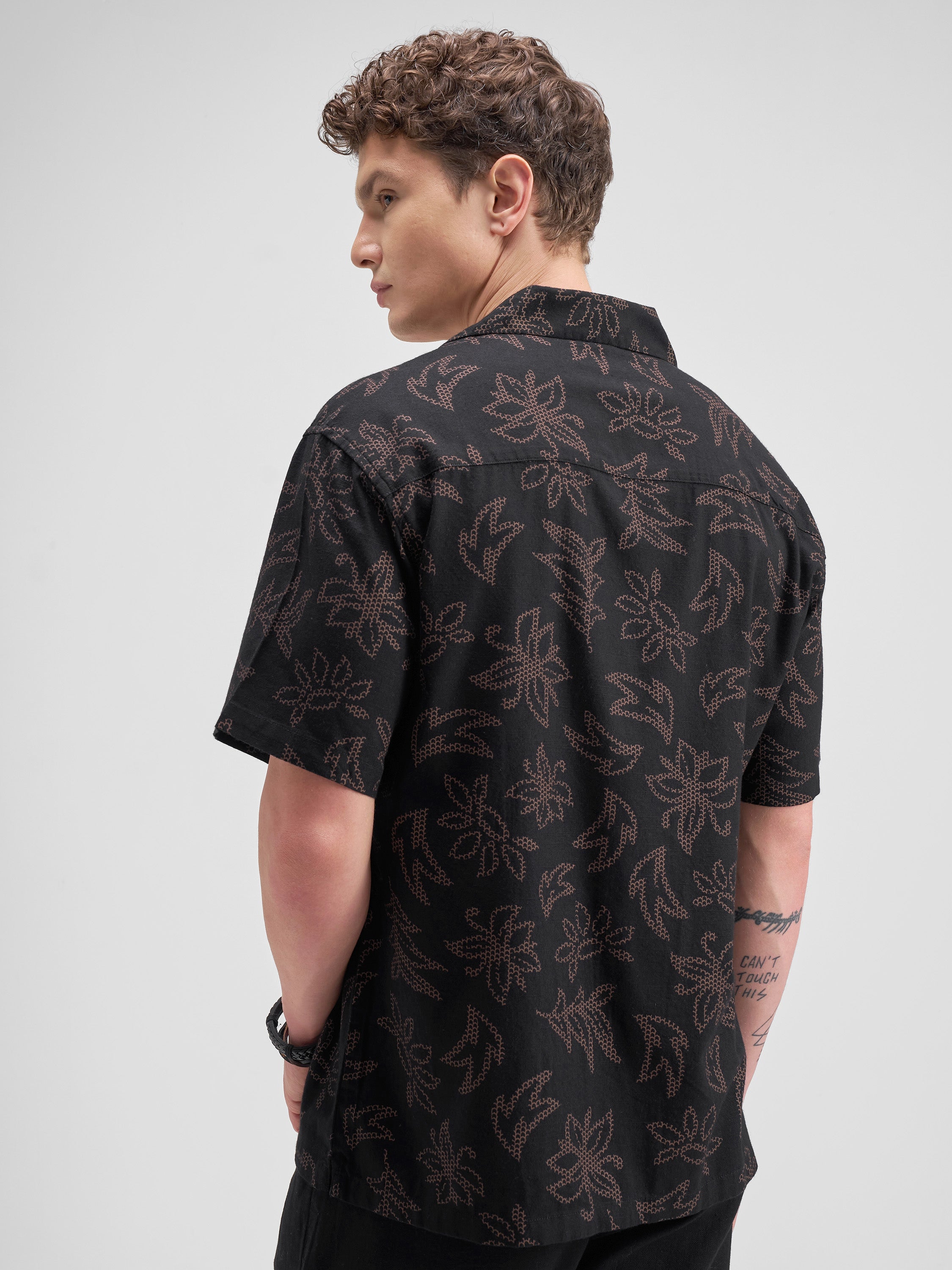 Highlander Men Black Printed Relaxed Fit Casual Shirt - Black - Image 3